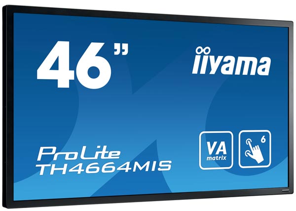 При габаритах 1065,5 x 621 x 100 мм монитор Iiyama TH4664MIS-1 весит 28 кг