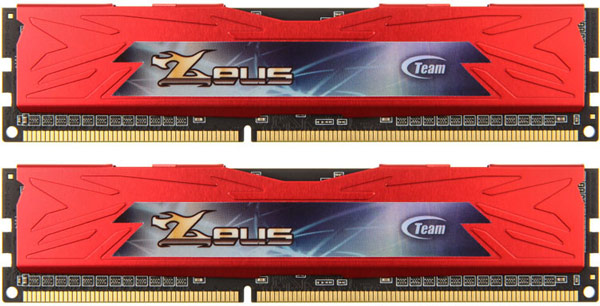Цена комплекта из двух модулей памяти Team Group Zeus DDR3-1600 - 70 евро