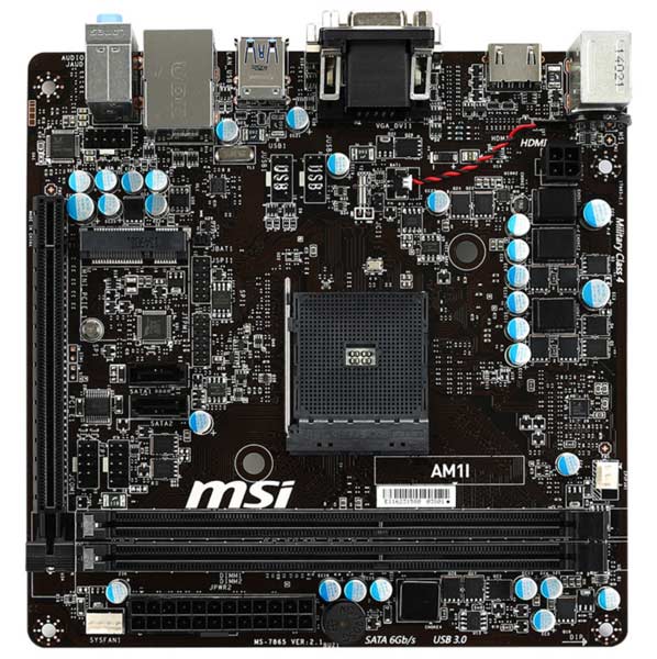 Плата MSI AM1I рассчитана на установку одного или двух модулей памяти DDR3-1333 или DDR3-1600