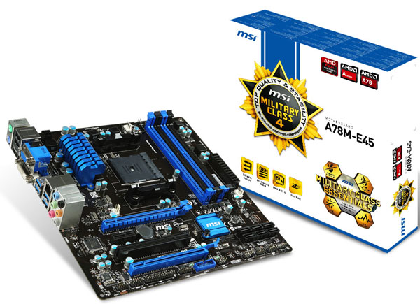 Основой платы MSI A78M-E45 служит набор системной логики AMD A75