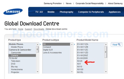 Samsung NX1 уже упомянута на сайте техподдержки Samsung