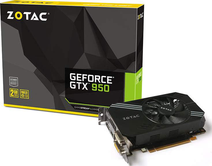 Одновременно представлены модели Zotac GeForce GTX 950 (ZT-90601-10L) и Zotac GeForce GTX 950 OC (ZT-90602-10M)