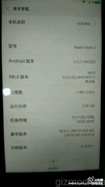 Xiaomi Redmi Note 2: спецификации