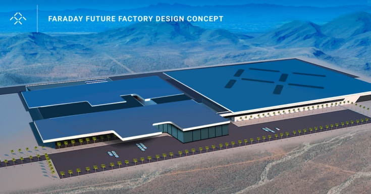Представлено первое изображение фабрики Faraday Future, которая будет конкурировать с Tesla Gigafactory