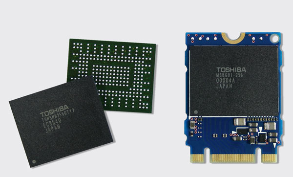 Специалисты Toshiba создали первый в мире SSD с интерфейсом PCIe, представляющий собой микросхему в корпусе BGA