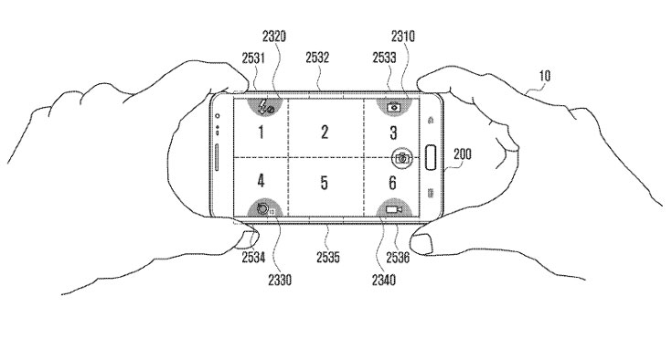 Samsung предлагает использовать сенсорные площадки по периметру экрана смартфона как «невидимые кнопки»