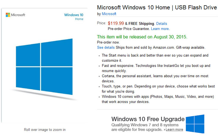 Флэшки с Windows 10 уже можно заказать