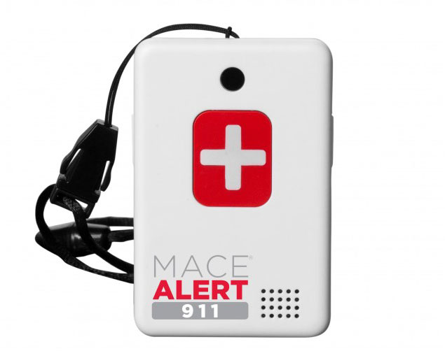 Миниатюрное носимое устройство Mace Alert 911 предназначено для экстренного вызова спасателей