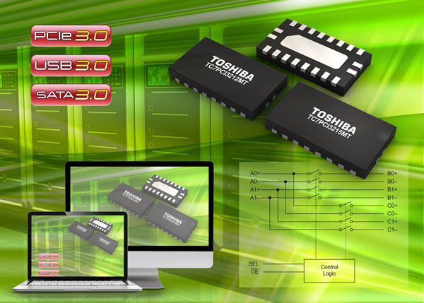 Микросхемы Toshiba TC7PCI3212MT и TC7PCI3215MT предназначены для коммутации линий PCI Express 3.0