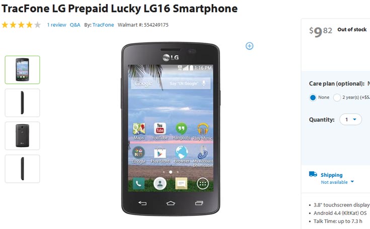 В настоящее время модели под названием TracFone LG Prepaid Lucky LG16 нет в наличии