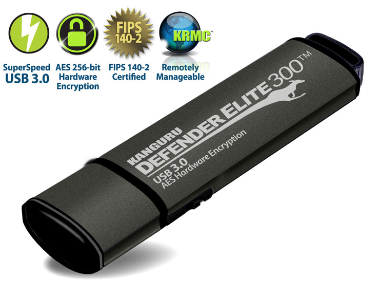 Флэш-накопитель Kanguru Defender Elite300 с интерфейсом USB 3.0 соответствует требованиям FIPS 140-2