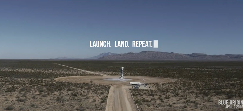 Blue Origin засняла третью успешную посадку многоразового корабля New Shepard на камеру, установленную на дроне
