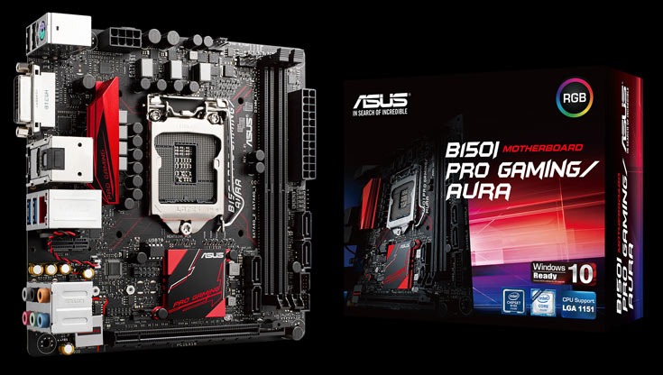 Системные платы Asus B150I Pro Gaming/WiFi/Aura, B150I Pro Gaming/Aura имеют полноцветную подсветку