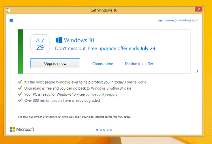 Microsoft переработала систему отказа от обновления до Windows 10