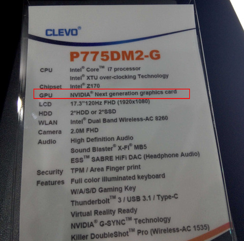 Видеокарта GeForce GTX 1080M будет похожа на GTX 1070