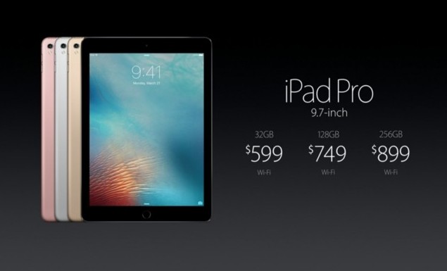Анонсирован планшет iPad Pro с дисплеем диагональю 9,7 дюйма, цена которого составит от $599 до $899
