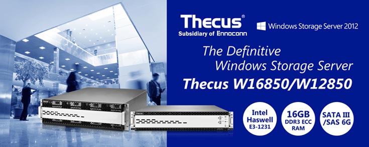 Хранилища Thecus W12850 и W16850 работают под управлением операционной системы Windows Storage Server