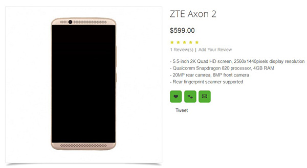 ZTE Axon 2 оценен в $600