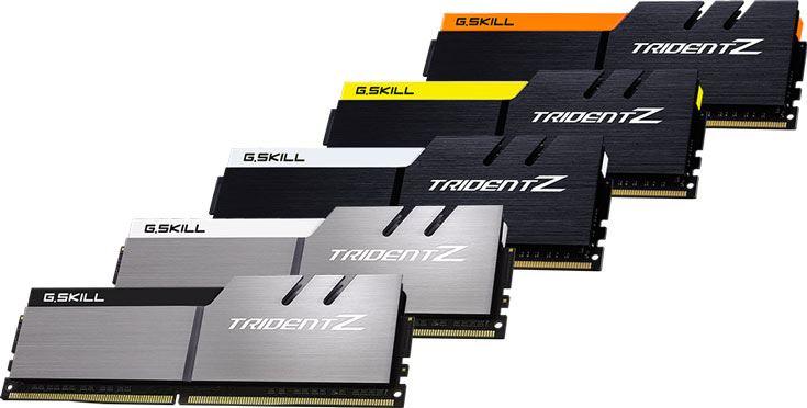G.Skill предлагает пять новых вариантов цветового оформления модулей памяти Trident Z DDR4