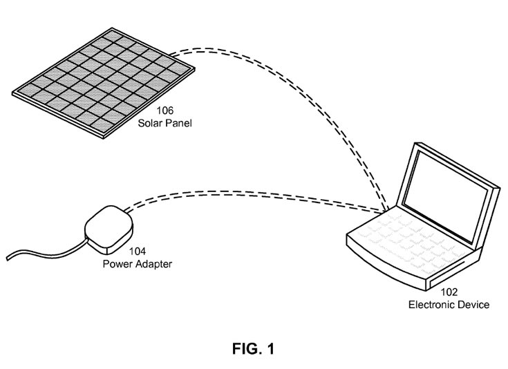 Apple запатентовала систему питания электронного устройства от солнечной батареи и адаптера электросети
