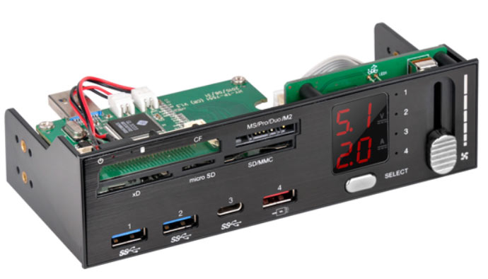 Панель ввода-вывода SilverStone FP59 оснащена дисплеем для отслеживания напряжения и тока