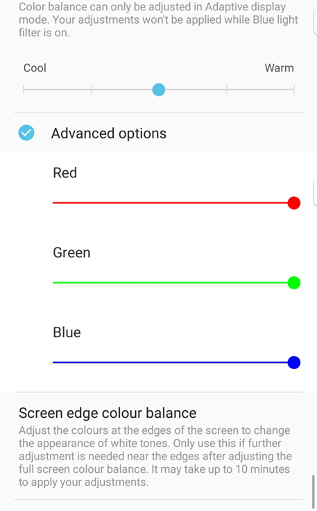 Обновление добавляет в настройки экрана возможность коррекции уровня основных цветов