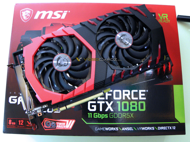 Конструкция системы охлаждения 3D-карты MSI GeForce GTX 1080 Gaming X Plus включает два вентилятора