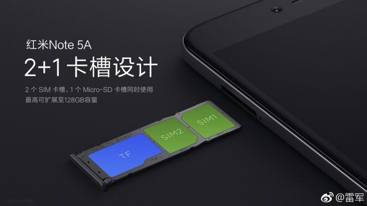 Смартфон Xiaomi Redmi Note 5A первым в серии получит два выделенных слота для SIM-карт и слот для карты памяти