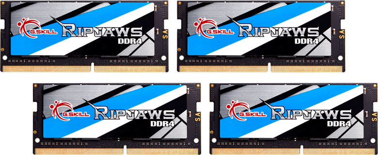 Модули в наборе G.Skill Ripjaws DDR4-3466 SO-DIMM суммарным объемом 64 ГБ работают с задержками CL17-17-17-37