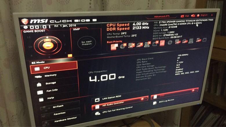 CPU Core i3-8350K запустили на системной плате MSI Z170A XPower Gaming Titanium