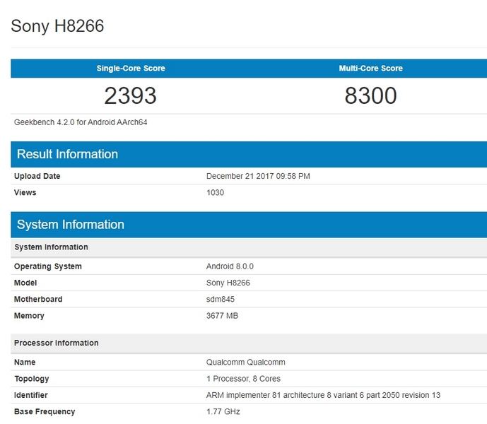 Sony выпустит смартфон H8266 с новой топовой платформой Qualcomm
