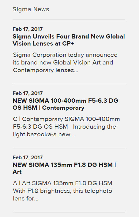 Одна из новинок — телеобъектив Sigma 100-400mm F5-6.3 DG OS HSM | Contemporary