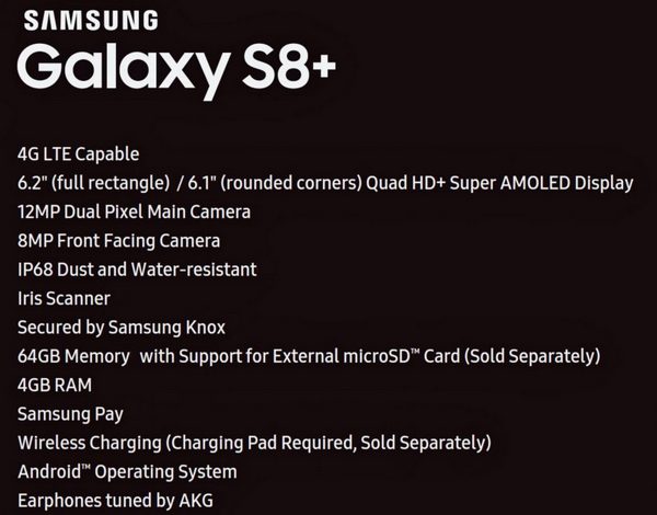 Эван Блэсс опубликовал характеристики смартфона Samsung Galaxy S8+