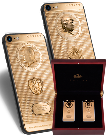 Caviar выпустила золотые смартфоны iPhone 7 с изображениями Владимира Путина и Дональда Трампа