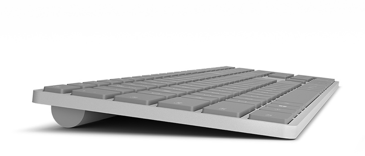 Корпус клавиатуры Microsoft Modern Keyboard with Fingerprint ID изготовлен из алюминиевого сплава