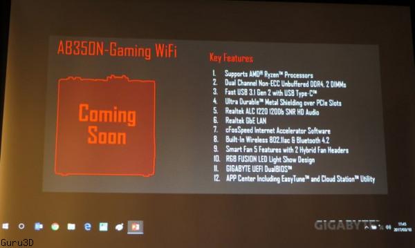 Gigabyte работает над системной платой AB350N-Gaming WiFi для процессоров AMD Ryzen