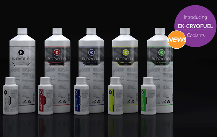Производитель предлагает жидкость EK-CryoFuel в готовом виде в бутылках по 900 мл и в виде концентрата по 100 мл