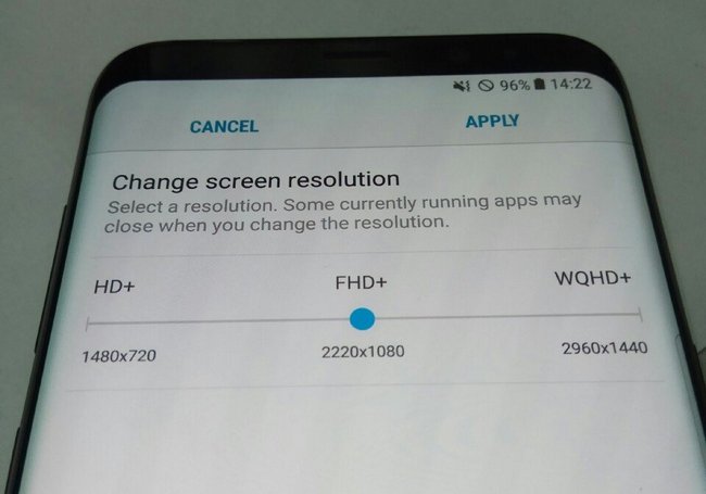 Пользователи Samsung Galaxy S8 смогут увеличить автономность смартфона, снизив разрешение дисплея