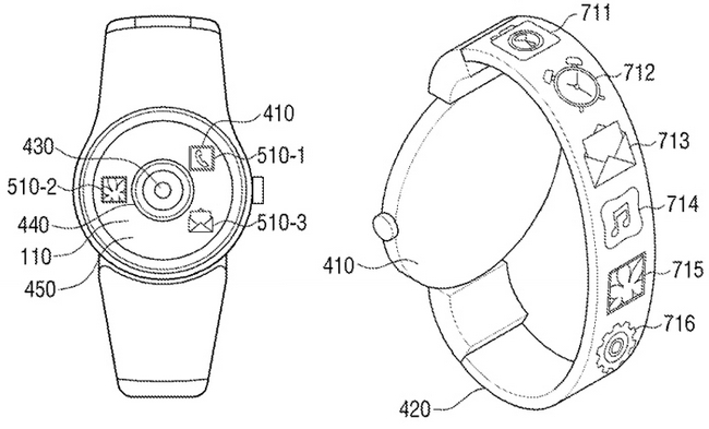 В патентах Samsung описываются умные часы с камерой и дисплеем на ремешке, а также планшет со сворачивающимся дисплеем