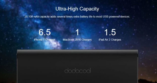 Внешний аккумулятор Dodocool емкостью 20100 мА•ч может полностью зарядить MacBook