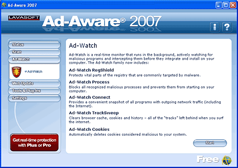 Ad-Aware Watch - модуль, осуществляющий постоянную защиту компьютера