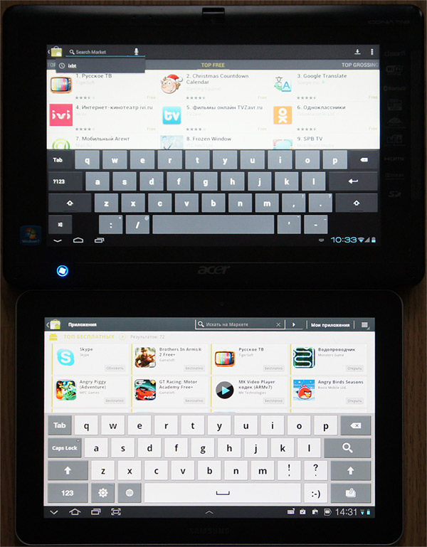 клавиатуры в Android 4.0 и 3.0