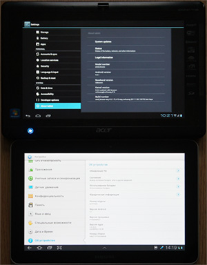 окно системной информации в Android 4.0 и 3.0