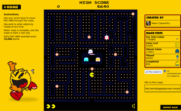 �������� � HTML5-������� Pacman ����� � ��������� ������ ������ ��������, �� �������� ��������� — � ���, ������� ������������ ���������� ���������