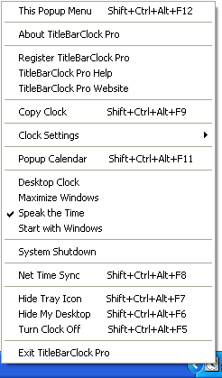 Настройки Title Bar Clock Pro