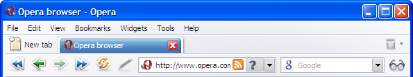 Панель инструментов Opera 9.2