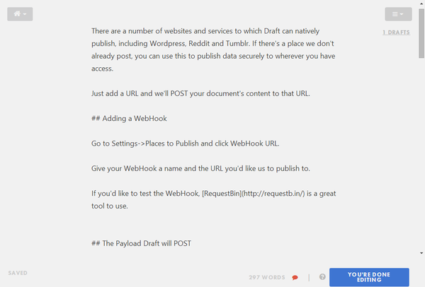 Интерфейс редактора Draft