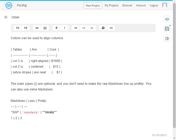 Интерфейс редактора Penflip
