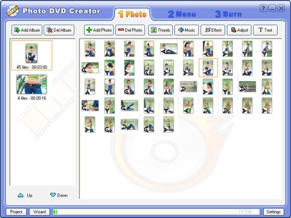 Рабочее окно Photo DVD Creator