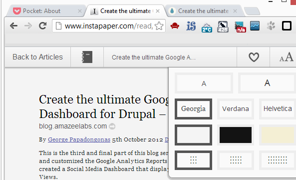 Чтение в Instapaper